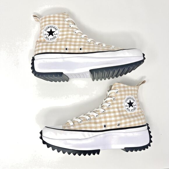 Converse Run Star Hike Shoes Sz 10.5 Gingham Chunky Platform High-Top Sneakers - Picture 4 of 13